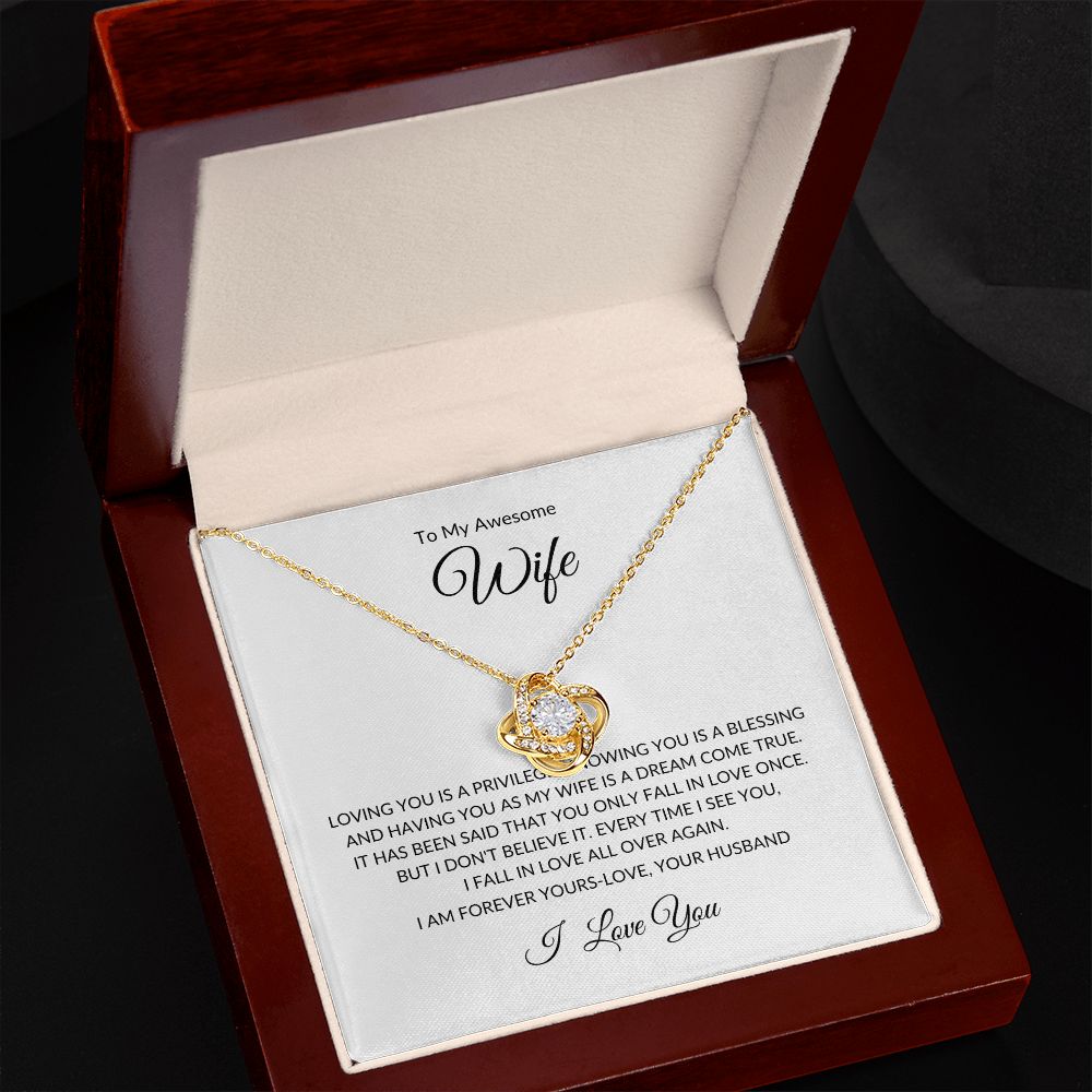 To My Awesome Wife | Love Knot Necklace (Yellow & Gold Variants)
