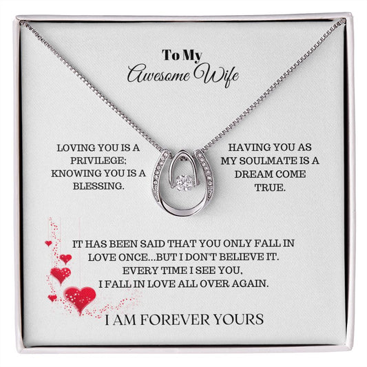 To My Awesome Wife |Lucky in Love Necklace