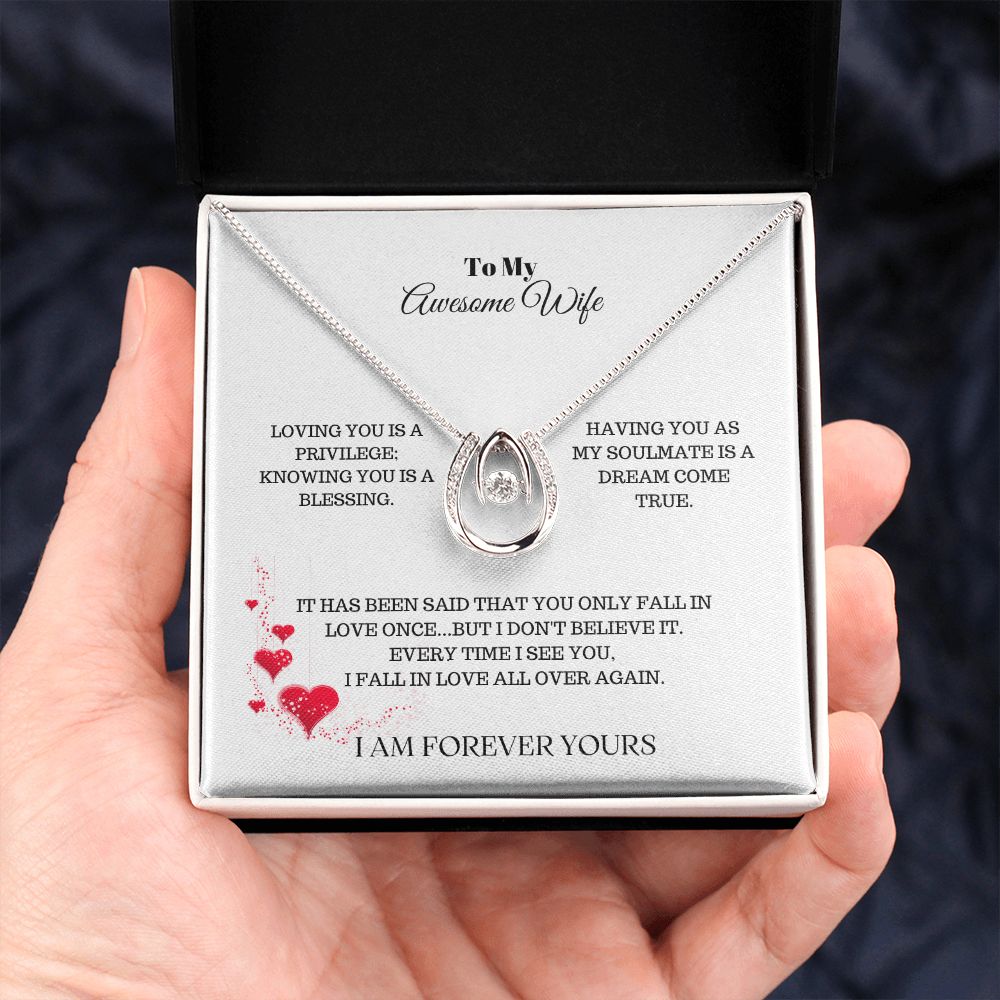 To My Awesome Wife |Lucky in Love Necklace