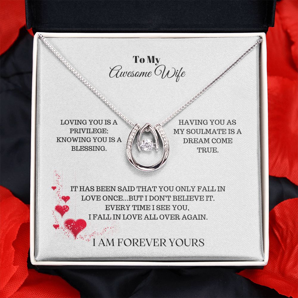 To My Awesome Wife |Lucky in Love Necklace