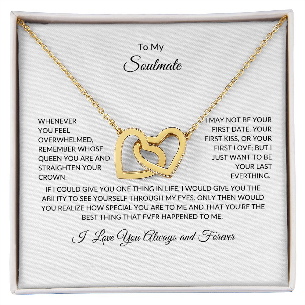 To My Soulmate-Interlocking Heart Necklace (Yellow & White Gold Variants)