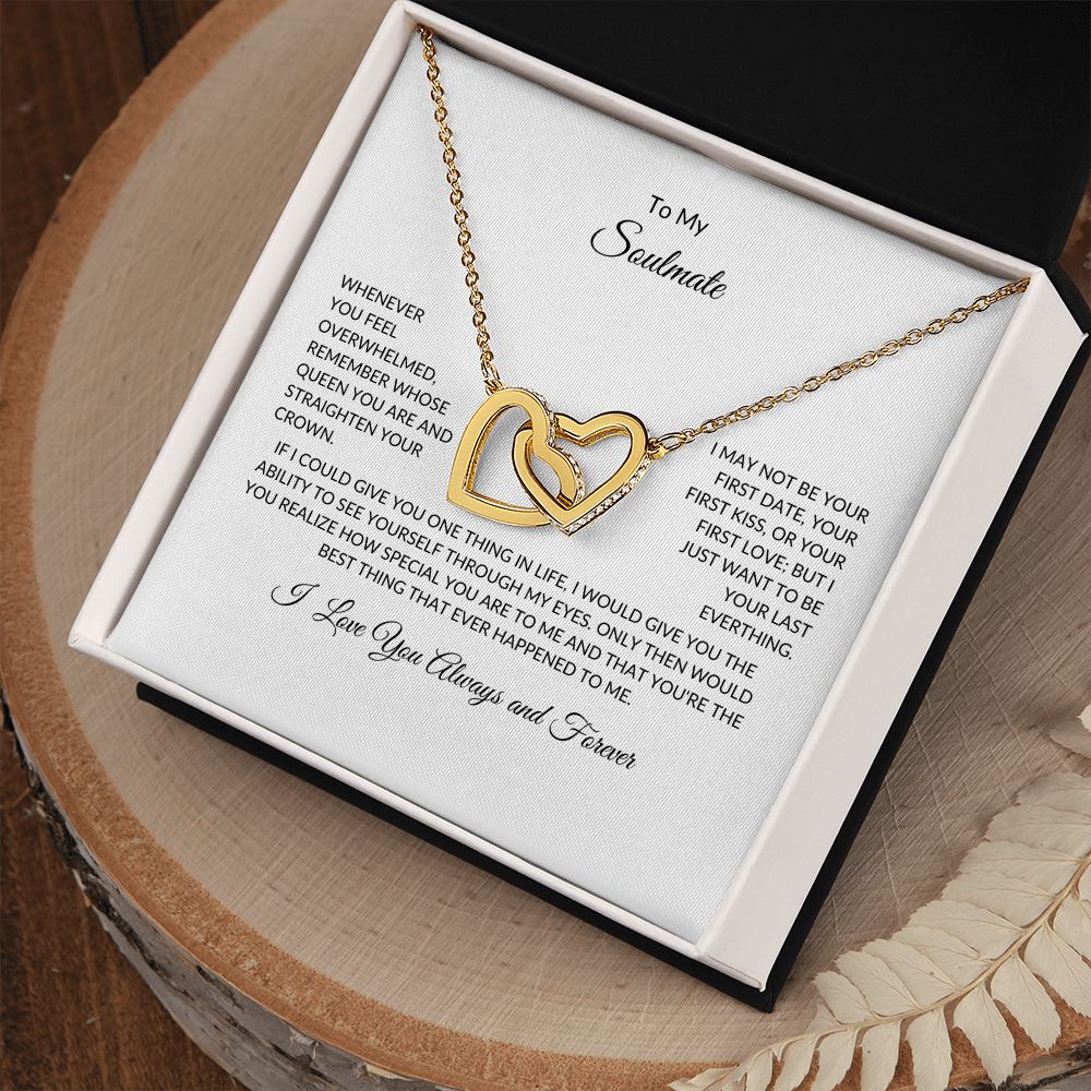 To My Soulmate-Interlocking Heart Necklace (Yellow & White Gold Variants)