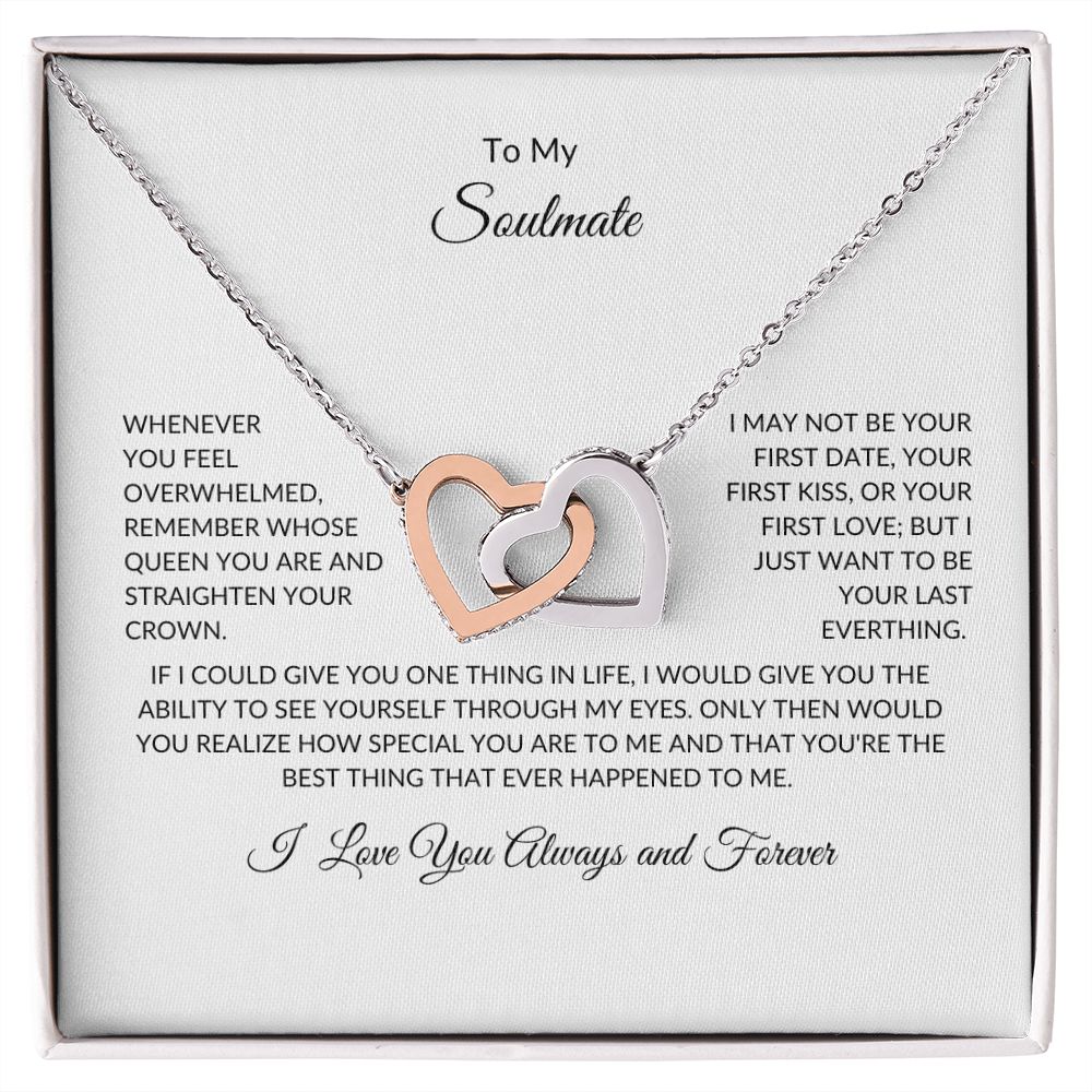 To My Soulmate-Interlocking Heart Necklace (Yellow & White Gold Variants)