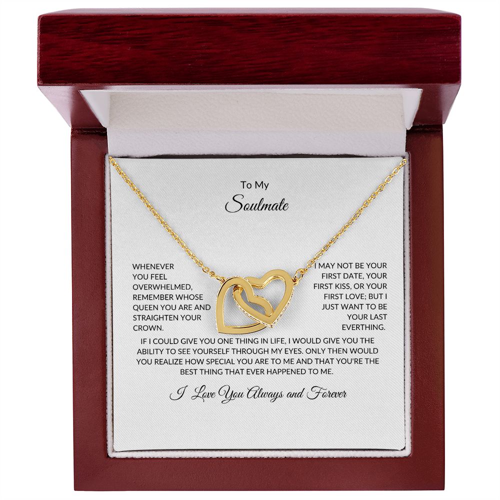 To My Soulmate-Interlocking Heart Necklace (Yellow & White Gold Variants)