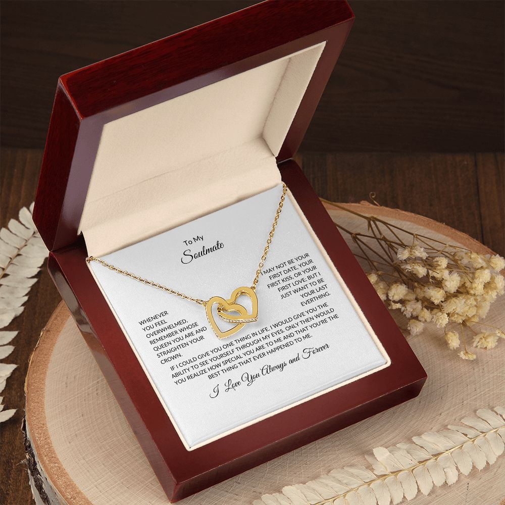 To My Soulmate-Interlocking Heart Necklace (Yellow & White Gold Variants)