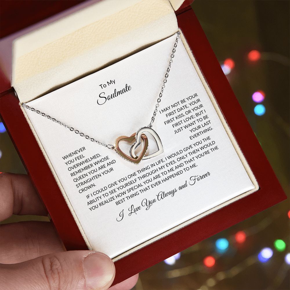 To My Soulmate-Interlocking Heart Necklace (Yellow & White Gold Variants)